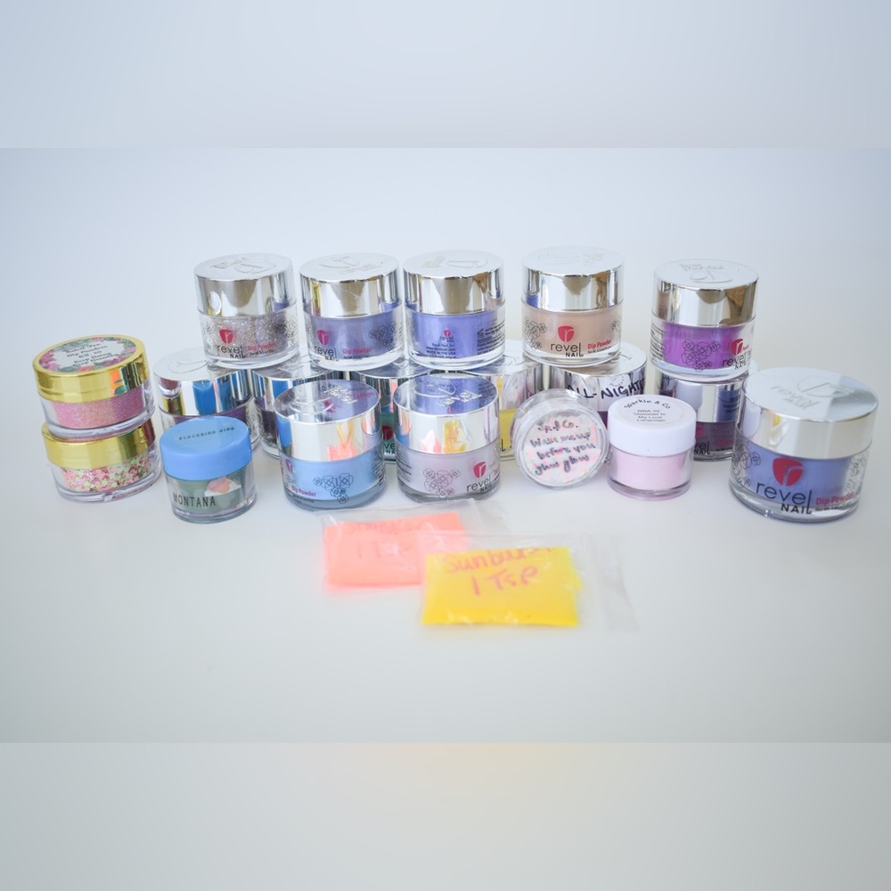 Lot of 21 various Dip Powders (Revel, Sparkle&Co.,etc.)